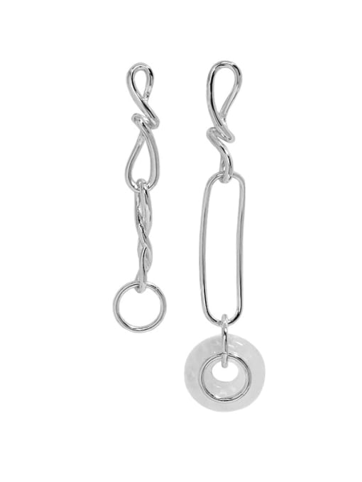 Silver [with pure Tremella plug] 925 Sterling Silver Geometric Vintage Drop Earring